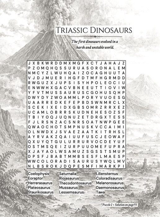 A full-page illustrated spread from a premium dinosaur book